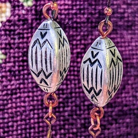 Bold Silver Bohemian Mixed Metal Earrings - Picture 3 of 8